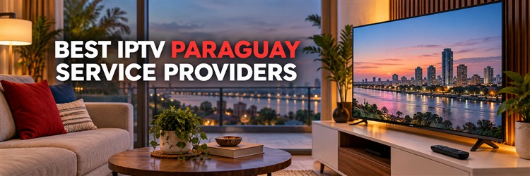 Best IPTV Paraguay Service Providers in a modern living room overlooking Asunción